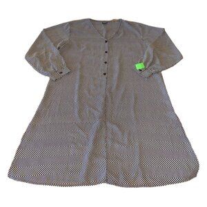 Revue Womens 2X Black & White Zigzag Long Button-Up Dress 100% Polyester